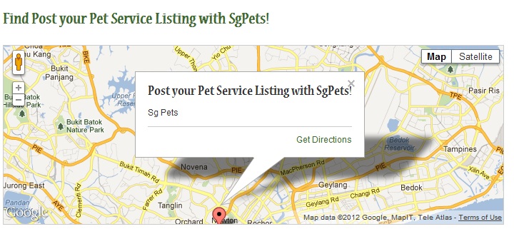Singapoer Pets Service Listing are now map enabled - Singapore Pets Portal | Sg Pets